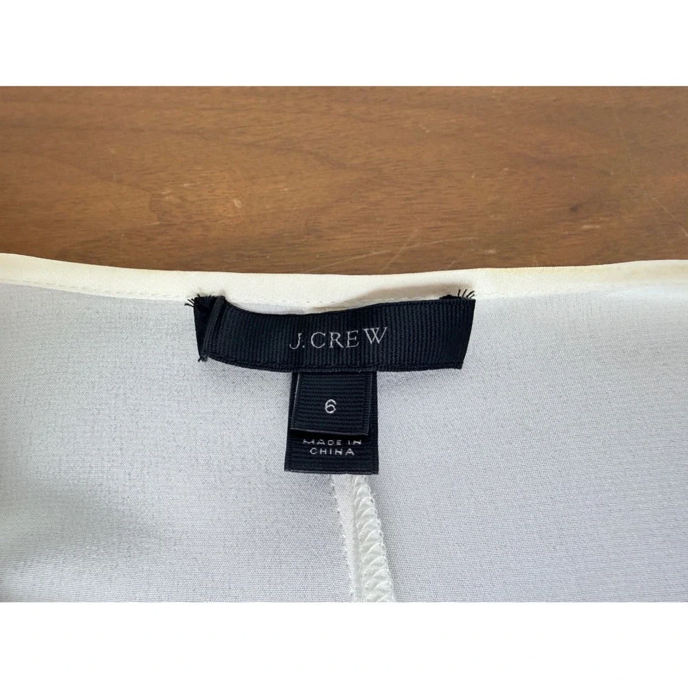 J. Crew Shirt Women's Size 6 Ivory Silk Lace Trim Bell Sleeve Feminine Classic‎